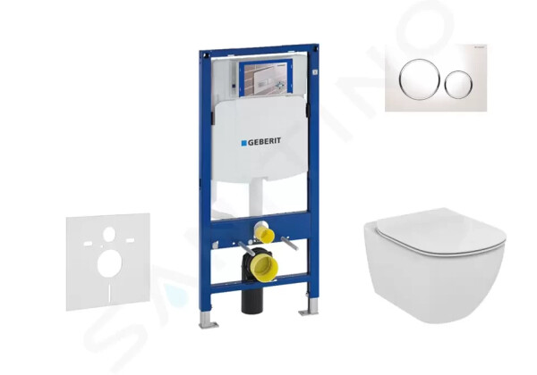 GEBERIT - Duofix Set předstěnové instalace, klozetu a sedátka Ideal Standard Tesi, tlačítka Sigma20, bílá/chrom 111.300.00.5 NF4