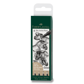 Popisovač Faber-Castell Pitt Artist Pen sada 4 ks, XS, S, F, M, černé