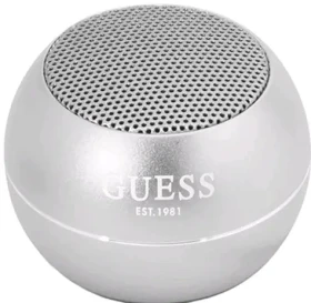 GUESS Mini Bluetooth Speaker 3W 4H stříbrná / Bluetooth 5.0 / 3.7V / 300 mAh / hliník (3666339051389)