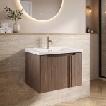 REA - Koupelnová skříňka s umyvadlem Rivo DB86-60L-1 Dark 60cm REA-M0604