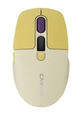 Canyon MW-26 žlutá / Optická bezdrátová myš / 800/1200/1600/2400 DPI / 6 tlačítek / BT + 2,4 GHz / Tichá (CNS-CMSW26Y)