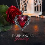 Náhrdelník Swarovski Elements Dark Angel Ruby - andělská křídla, Červená 40 cm + 5 cm (prodloužení)