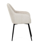 Židle jídelní, krémová látka, černý kov