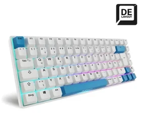 Sharkoon Skiller SGK50 S3 PBT bílá/světle modrá / Herní klávesnice / mechanická / Gateron G Pro 3.0 Yellow / USB / 1,5 m (4044951039197)