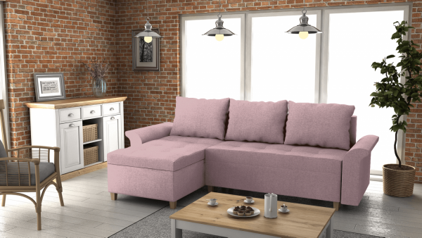 FRONTI Rohová rozkládací sedačka LENOX růžová - MALMO 61 17415