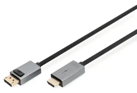 Digitus DisplayPort - HDMI A černá / Adaptérový kabel / 4K 30 Hz / 3 m / pozlacené konektory (DB-340202-030-S)
