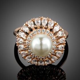 Prsten Swarovski Elements s perlou Laurence, 54 Bílá/čirá