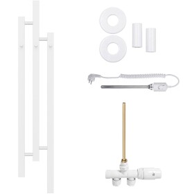 CERANO - Koupelnový radiátorový set Fabiano - kombinované vytápění, termo tyč - boční jednobodové připojení - 300W - bílá lesklá - 1200x220 mm CER-761746