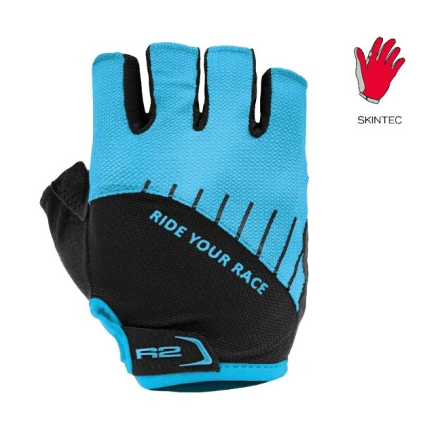 CYKLISTICKÉ RUKAVICE R2 HOPPY ATR48E, barva černá/modrá, vel. 6Y (gelové tlumení PROGEL)