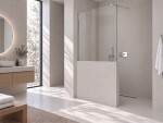 CERANO - Sprchová zástěna Walk-in Onyx Half Cube L/P - 8 mm - hranatá vzpěra - chrom, transparentní sklo - 120x100 CER-978625