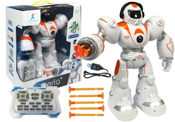 Mamido Dálkově ovládaný R/C robot střílící rakety oranžový