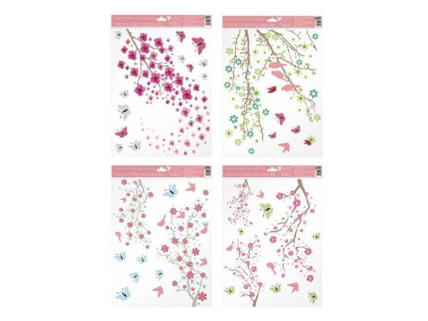 Okenní fólie 30 x 42cm - kvetoucí větvičky s glitry