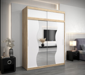 Šatní skříň Abi Mr s nástavcem Dveře: Bílá, Rozměr: 180 cm, Korpus: Dub sonoma