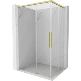 MEXEN/S - Rox Duo sprchový kout posuvný 95 x 90, transparent, zlato kartáčovaná 8C2D-095-090-55-00