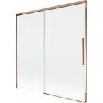 MEXEN/S - Rox vanová zástěna 2-křídlová posuvná 160 x 150, transparent, růžové zlato 8C9-160-001-60-00