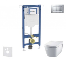 GEBERIT - Duofix Set předstěnové instalace, klozetu a sedátka Tece One, tlačítka Sigma30, Rimless, SoftClose, matný chrom/chrom SANI11CT2101
