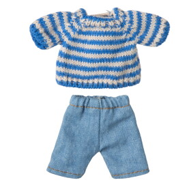 Maileg Pletný svetr a kalhoty pro myšky Maileg Big Brother, modrá barva, textil