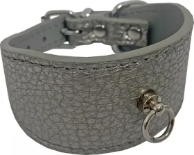 HUHUBAMBOO Obojek Metal titanový S / Obojek pro psy / Pro chrty / 40 mm x 25-30 cm / Hovězí kůže (355427)