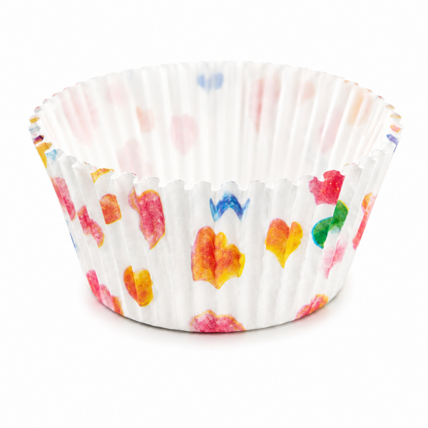 Cake star papírové košíčky na muffiny a cupcakes barevné 50x30 mm 100ks-vzor 8
