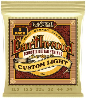 Ernie Ball 3007 Earthwood Custom Light 80/20 Bronze 3-Pack