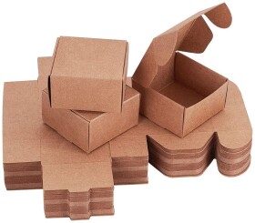 Dárková krabička - hnědá - 6 x 6 x 3,5 cm - 1 ks
