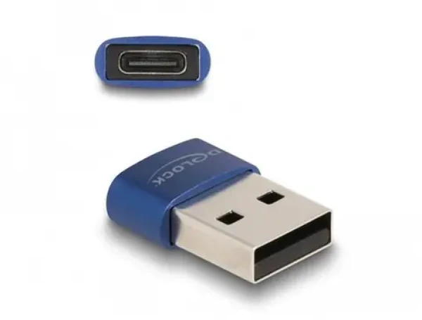 DeLock USB-A (M) - USB-C (F) modrá / Adaptér / USB 2.0 / 480 Mbit/s (60051)