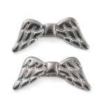 Andělská křídla z nerezové oceli - platinová - 8,5 x 18,5 x 4 mm - 1 ks