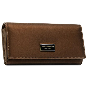 Trendy dámská koženkovo-kožená peněženka Peterson Hilax, hnědá
