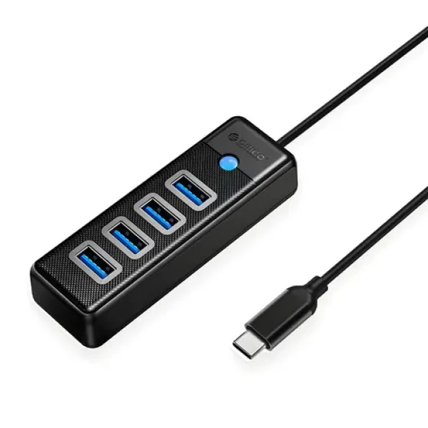 Orico PW4U-C3 černá / USB hub / 4x USB-A 3.0 / konektor USB-C