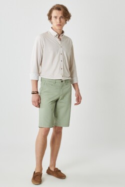 AC&Co Altınyıldız Classics Men's Green Slim Fit Slim Fit Dobby 100% Cotton Casual Chino Shorts