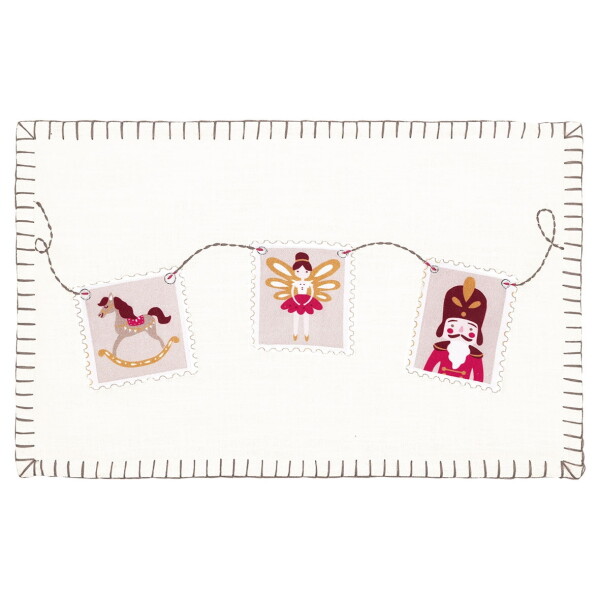 GREEN GATE Vyšívaný povlak na polštář Xmas Letter white 30 × 50 cm, bílá barva, textil