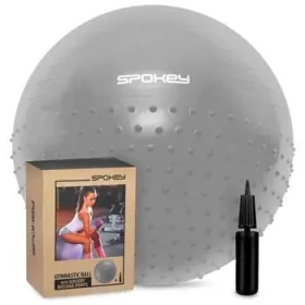 Spokey HALF FIT šedý / Gymnastický míč / 2v1 masážní / 65 cm / pumpička v balení (5902693298922)