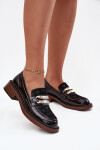 Kožené lakované dámské mokasiny s odlišným detailem D&A MR52-173 Černé 39