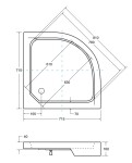 HOPA - Čtvrtkruhová sprchová vanička ALEX - Rozměr A - 70 cm, Rozměr B - 70 cm OLBVANACALE70