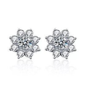 Royal Fashion stříbrné náušnice HA-XEZ002-SILVER-MOISSANITE-ZIRCON