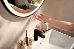 HANSGROHE - Xarita Lite S Zrcadlo s LED osvětlením a vyhříváním, průměr 70 cm, IR senzor, matná černá 54979670