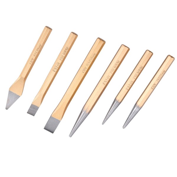 EXTOL PREMIUM 8801820 Sekáče, průbojníky a důlčík, sada 6ks, v nylonovém pouzdře