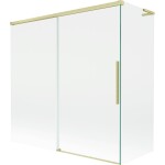 MEXEN/S - Rox L vanová zástěna 2-křídlová posuvná 160 + 75 x 150, transparent, zlatá kartáčovaná 8C9L-160-075-55-00