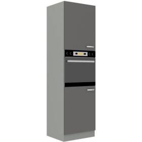 Vysoká skříňka 60 DP-210 2F Barva korpusu: Šedá, Barva dvířek: Šedý lesk (Šedá)