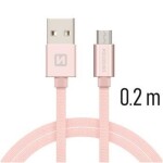 Swissten 71522105 USB 2.0, zástrčka zástrčka micro opletený, 0,2m, růžovo-zlatý