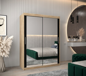 Šatní skříň Abi T3 Barva korpusu: Dub Sonoma, Rozměry: 150 cm, Dveře: Černá