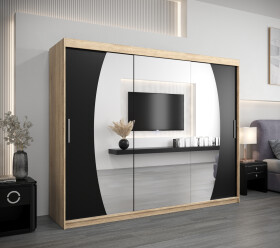 Šatní skříň Abi E0 Barva korpusu: Dub Sonoma, Rozměry: 250 cm, Dveře: Černá