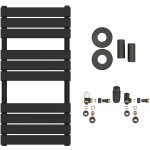 CERANO - Koupelnový radiátorový set Claude - ústřední vytápění - boční připojení - 480W - černá matná - 1000x500 mm CER-046075