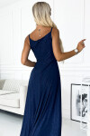 299-10 CHIARA elegantní maxi dlouhé šaty bez ramínek - GRANITE WITH BROKEN M