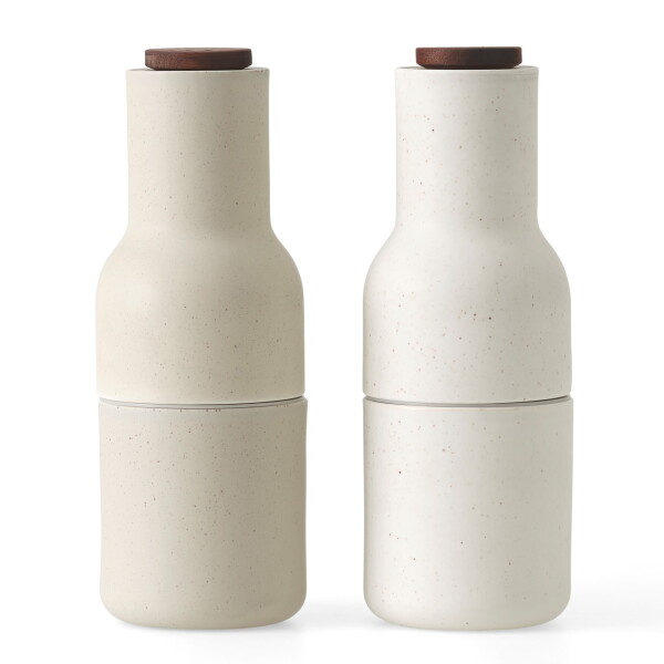 Audo Copenhagen Mlýnek na sůl a pepř Bottle Ceramic Sand Walnut - set 2 ks, krémová barva, dřevo, keramika