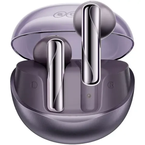 QCY T32 AilyBuds Clear fialová / Bezdrátová sluchátka / TWS / ANC / mikrofon / Bluetooth 5.3 / IPX5 / s dobíjecím boxem (T32 purple)