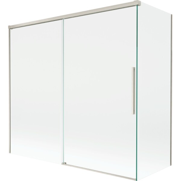 MEXEN/S - Rox vanová zástěna 2-křídlová posuvná 170 + 70 x 150, transparent, nikl kartáčovaný 8C9-170-070-97-00