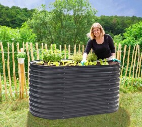 Kovový vyvýšený záhon – Grow Faster (d. 160 cm x š. 80 cm x v. 82 cm), černá