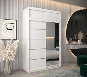 Šatní skříň Abi V2 s nástavcem Barva korpusu: Bílá, Rozměry: 150 cm, Dveře: Bílá