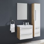 MEREO - Bino, koupelnová skříňka s keramickým umyvadlem 121 cm, bílá/dub CN673